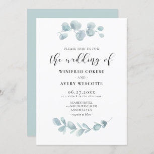 Minimalistische Hochzeit von Aquarellen Einladung