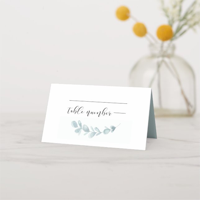 Minimalistische Hochzeit von Aquarellen Platzkarte (Vorderseite)