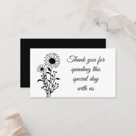 Minimalistische Hochzeit von Floral Schwarz-weiß V Platzkarte