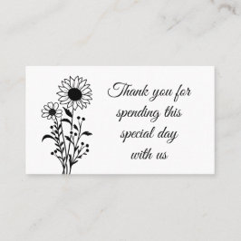 Minimalistische Hochzeit von Floral Schwarz-weiß V Platzkarte
