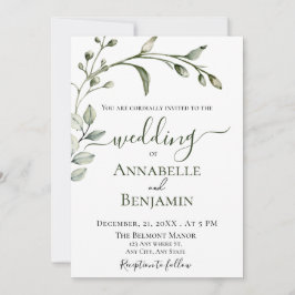 Minimalistische Hochzeit von Grün und Weiß Einladung