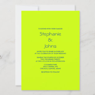 Minimalistische Hochzeit von Lime Green Blue farbe Einladung