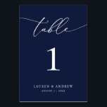 Minimalistische Hochzeit von Navy Blue | Event Cus Tischnummer<br><div class="desc">(**BITTE BEACHTEN SIE: Um zu bestellen,  passen Sie einfach Ihre Tischnummer (und Name/Datum) an und fügen Sie jede Nummer einzeln in Ihren Warenkorb ein. Dann Karo raus,  sobald du fertig bist.) Schön,  elegant,  modern und minimalistisch,  Tischnummer-Karte. Vollständig anpassbar mit Ihren Namen (oder Ereignisname) und Datum.</div>