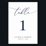 Minimalistische Hochzeit von Navy Blue | Event Cus Tischnummer<br><div class="desc">(**BITTE BEACHTEN SIE: Um zu bestellen,  passen Sie einfach Ihre Tischnummer (und Name/Datum) an und fügen Sie jede Nummer einzeln in Ihren Warenkorb ein. Dann Karo raus,  sobald du fertig bist.) Schön,  elegant,  modern und minimalistisch,  Tischnummer-Karte. Vollständig anpassbar mit Ihren Namen (oder Ereignisname) und Datum.</div>