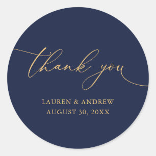 Minimalistische Hochzeit von Navy Blue & Gold Viel Runder Aufkleber