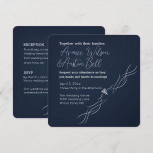 Minimalistische Hochzeit von Navy Blue und White Einladung