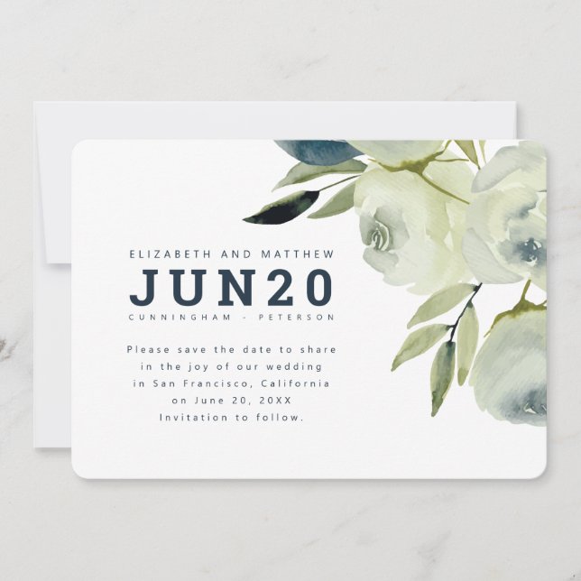 Minimalistische Hochzeit von Wasserfarben Save The Date (Vorderseite)