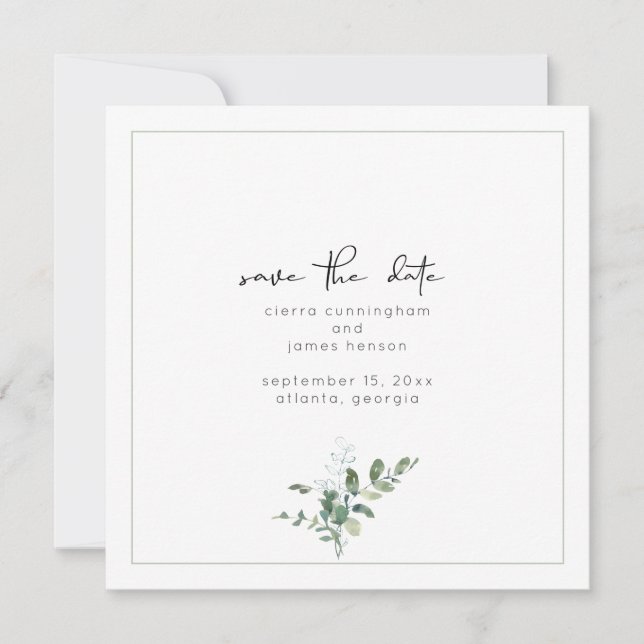 Minimalistische Hochzeit von Wasserfarben Save The Date (Vorderseite)