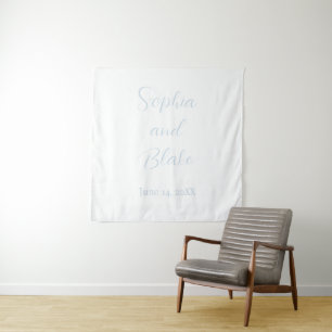 Minimalistische Hochzeit von Weiß und Blau Wandteppich