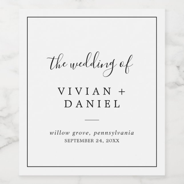Minimalistische Hochzeit Weinetikett (Einzelnes Label)