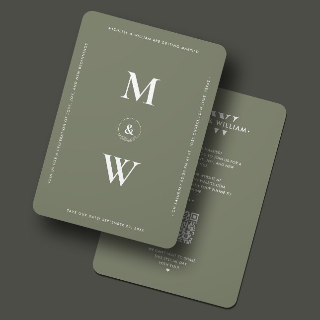 Minimalistische Hochzeitbudget Monogram Sage Moder Save The Date (Minimalist Wedding Budget Monogram Sage Modern Save The Date
)