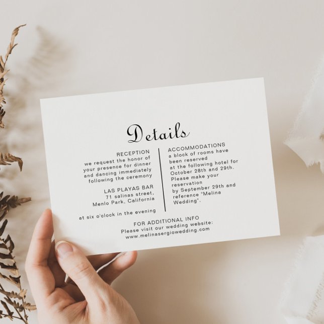 Minimalistische Hochzeitdetails Begleitkarte (Von Creator hochgeladen)