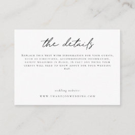 Minimalistische Hochzeitdetails Informelle Skripte Begleitkarte