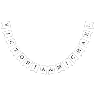 Minimalistische Hochzeiten mit einfachen Schwarz-W Wimpelkette