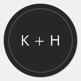 Minimalistische Hochzeitmonogramm Runder Aufkleber