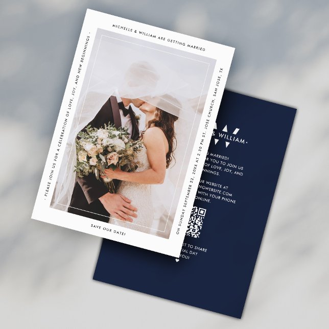 Minimalistische Hochzeitmonographie Dunkle Marine  Save The Date (Minimalist Wedding Monogram Dark Navy Modern Save The Date
)