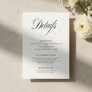 Minimalistische Hochzeits-Detailkarte Elegante Sch Begleitkarte