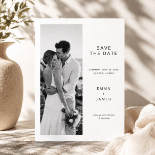 Minimalistische Hochzeits-Foto in Schwarz-Weiß Save The Date
