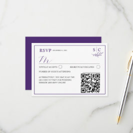 Minimalistische Hochzeits-QR-Code-Hochzeit RSVP Karte