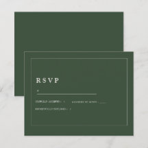 Minimalistische Hochzeits-RSVP-Karte Dunkelgrün El