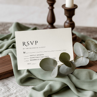 Minimalistische Hochzeits-RSVP-Karte mit Essensaus Mitteilungskarte