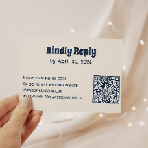 Minimalistische Hochzeits-RSVP-Karte mit QR-Code