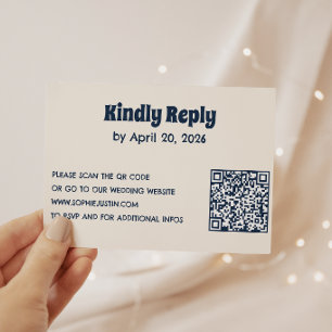 Minimalistische Hochzeits-RSVP-Karte mit QR-Code RSVP Karte