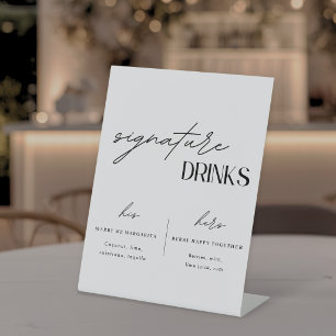 Minimalistische Hochzeits-Signature-Drinks Sockelschild