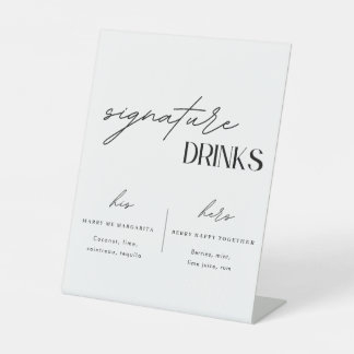 Minimalistische Hochzeits-Signature-Drinks Sockelschild