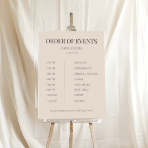 Minimalistische Hochzeitsablauf Soft Latte Poster