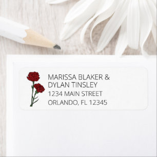 Minimalistische Hochzeitsadresse von Roten Nelken