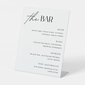 Minimalistische Hochzeitsbar-Menükarte Sockelschild