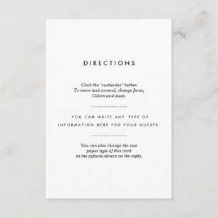 Minimalistische Hochzeitsbeilage Begleitkarte