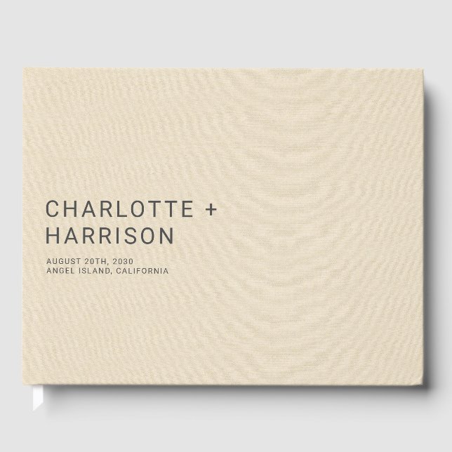 Minimalistische Hochzeitscreme-Imitate Gästebuch (Vorderseite)