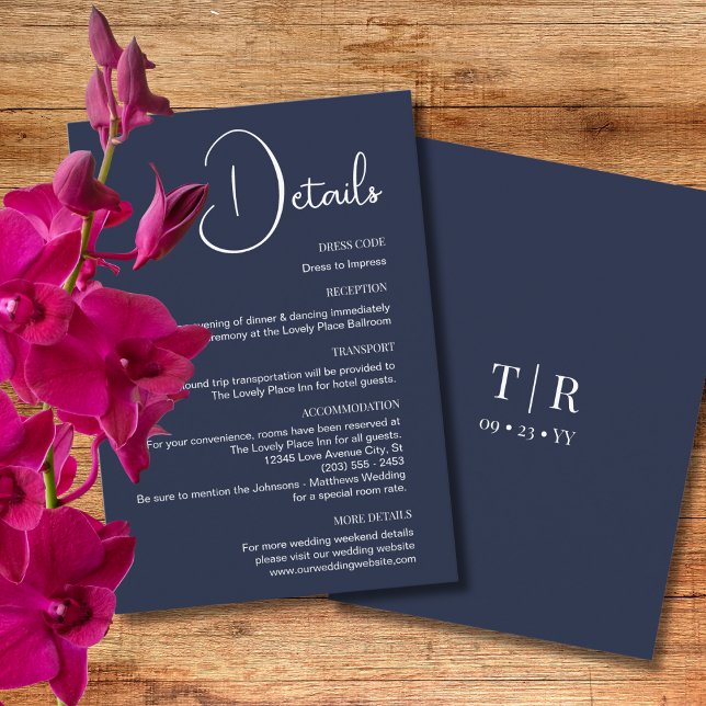 Minimalistische Hochzeitsdetails Begleitkarte (Von Creator hochgeladen)