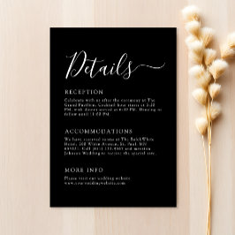 Minimalistische Hochzeitsdetails in Schwarz und We Begleitkarte