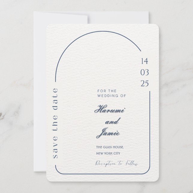 Minimalistische Hochzeitseinladung Beige - Bogende Einladung (Vorderseite)