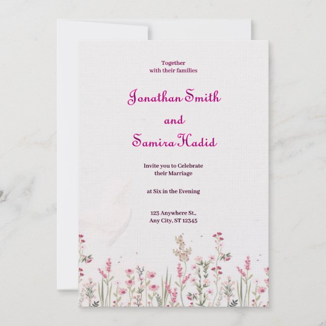 Minimalistische Hochzeitseinladung Einladung (Vorderseite)