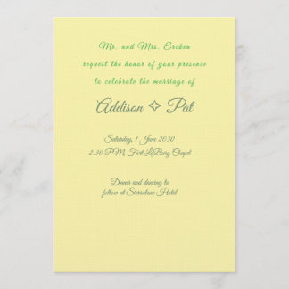Minimalistische Hochzeitseinladung in Gelb und Sal Einladung
