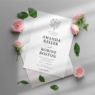 Minimalistische Hochzeitseinladung in Schwarz/Weiß Einladung