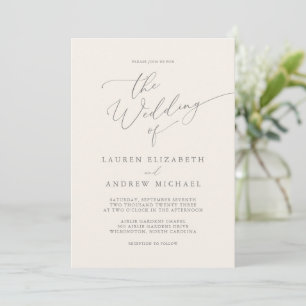 Minimalistische Hochzeitseinladung in Silver Gray  Einladung