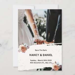 Minimalistische Hochzeitseinladung in White Black Einladung