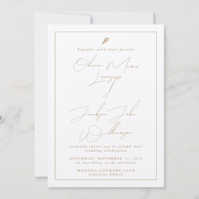 Minimalistische Hochzeitseinladung von Gold Chic Einladung (Vorderseite)