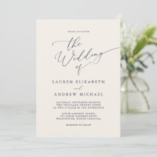 Minimalistische Hochzeitseinladung von Navy Blue u Einladung