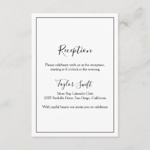 Minimalistische Hochzeitsempfangskarte Begleitkarte