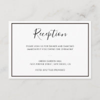 Minimalistische Hochzeitsempfangskarte Schwarz/Wei