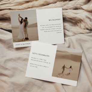 Minimalistische Hochzeitsempfehlung mit 2 Fotos Einladung