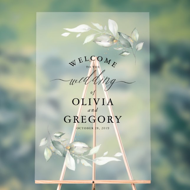 Minimalistische Hochzeitsfeier in sanften Grünanla Acrylschild (Neutral)