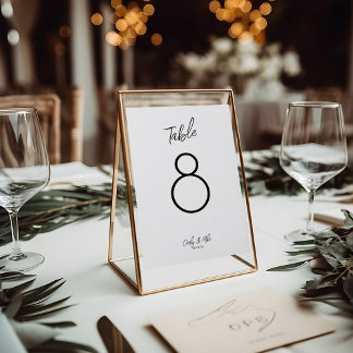 Minimalistische Hochzeitsfeiern - eleganter Tisch Tischnummer