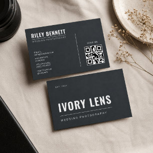 Minimalistische Hochzeitsfotografie Forge Gray Visitenkarte